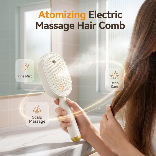 Revolutionary 2-in-1 Electric Spray Air Cushion Massage Comb - The Ultimate Misting Detangling Brush for Effortless Hair Care and Styling!