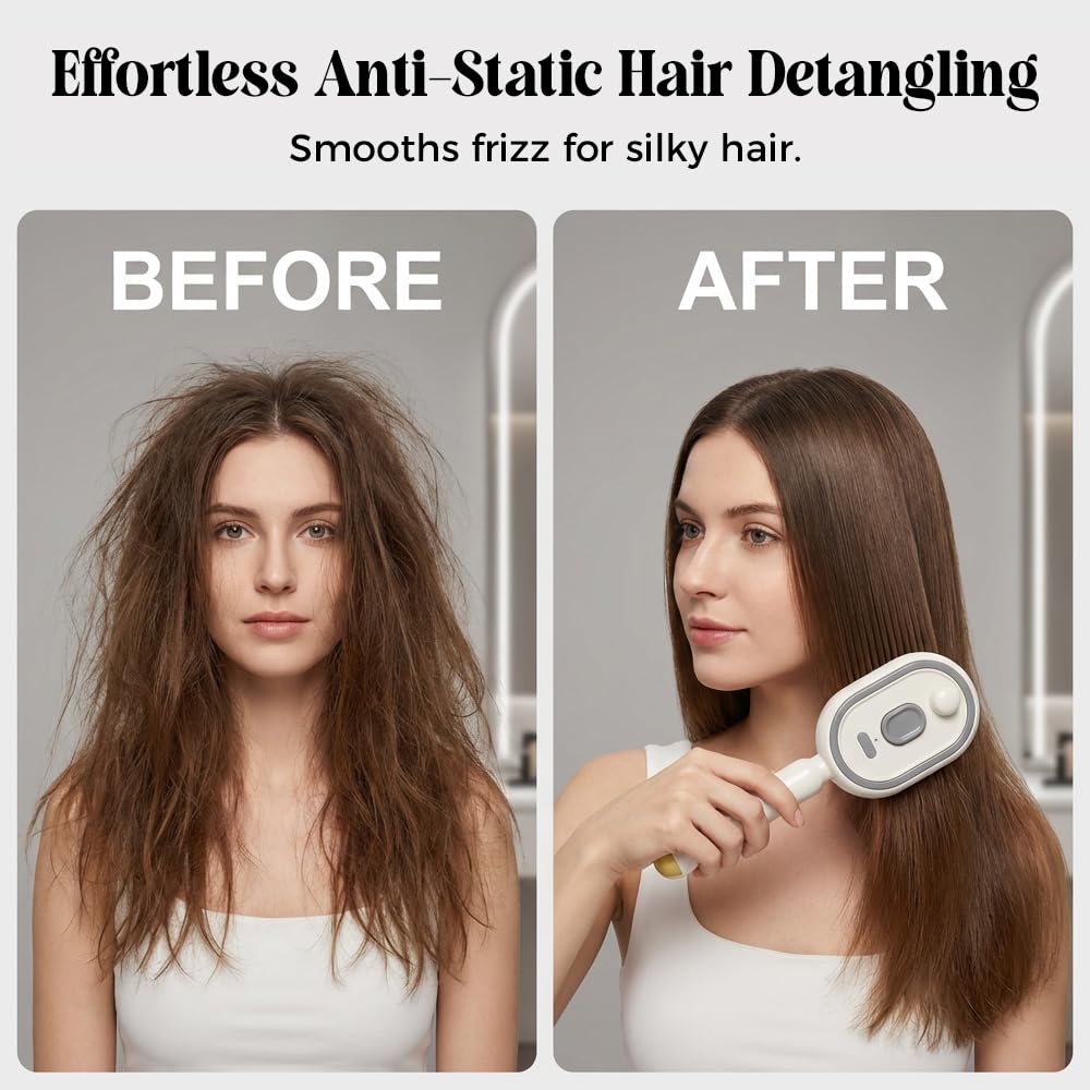 Revolutionary 2-in-1 Electric Spray Air Cushion Massage Comb - The Ultimate Misting Detangling Brush for Effortless Hair Care and Styling!